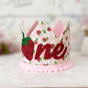 Berry First Birthday Crown - Strawberries