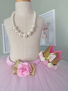 Cake Smash Outfit - First Birthday Pale Pink Tutu Bundle