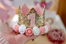 Birthday Crown with Flowers - Peach