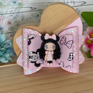 Chloe Big Bow - Mini Girl in Pink w/ Polka Dots