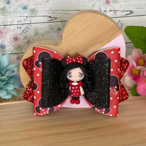 Chloe Big Bow - Mini Girl in Red w/ Polka Dots