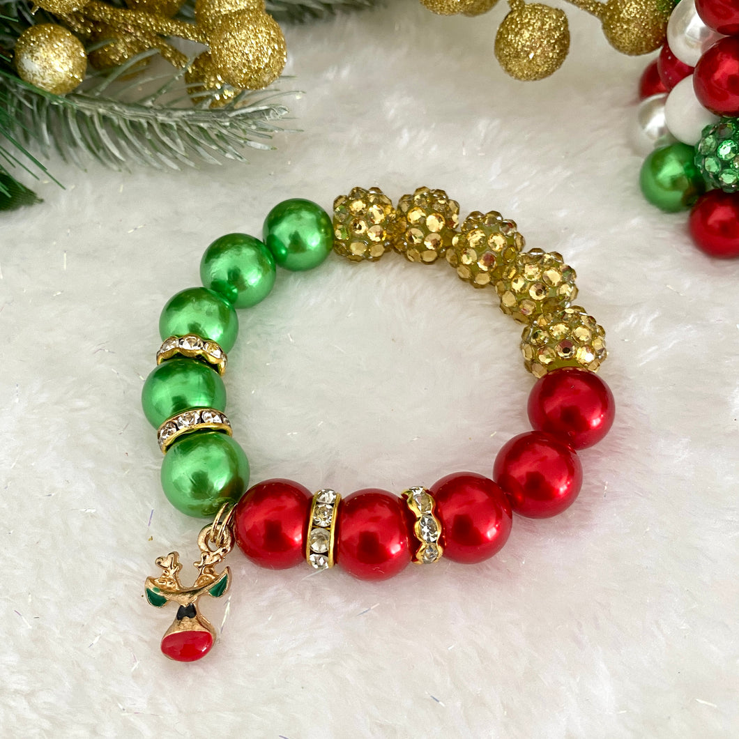 Christmas Bubblegum Bracelet - Rudolph Charm