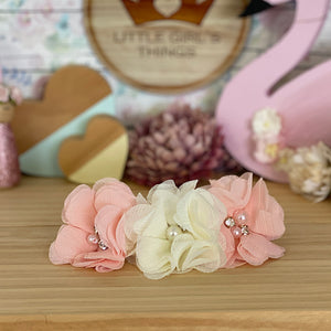 Chiffon Flower Headband - Peaches and Cream