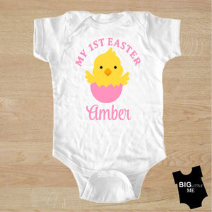 Easter Onesie - My First Personalized Chick Pink