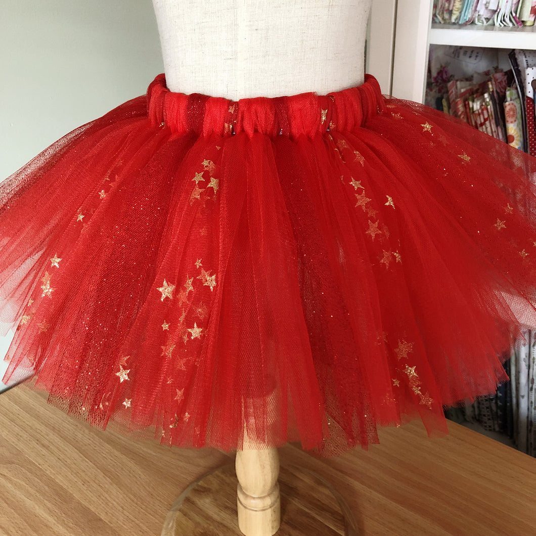 Red, Red Giltter & Gold Stars Tutu