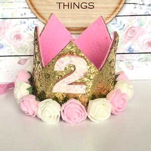 2nd Birthday Crown with Flowers