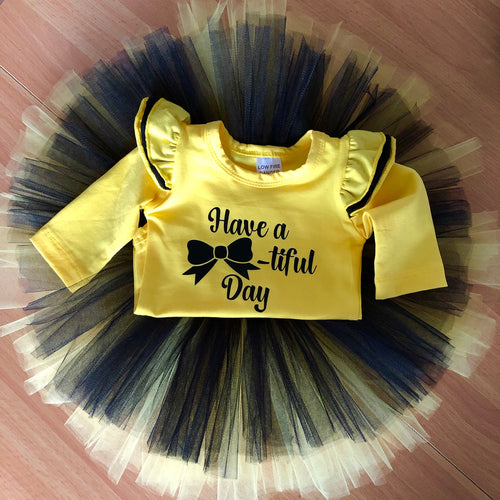 Yellow Flutter - Bow Bodysuit/Tee