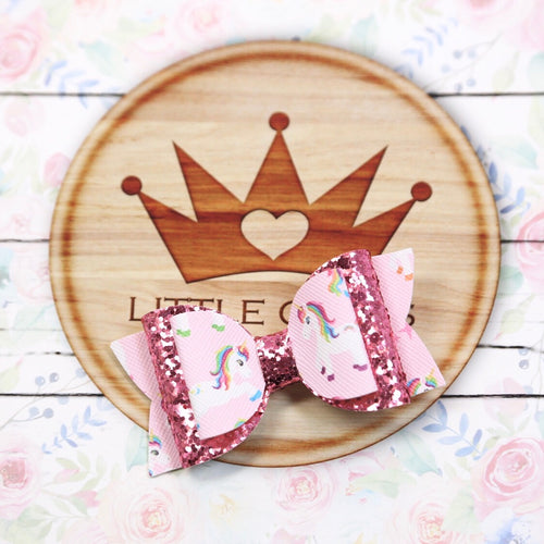 Sadie Bow - Glitter Pink and Unicorns