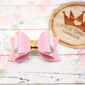 Lucy Bow - Glitter Pink and Floral Suede