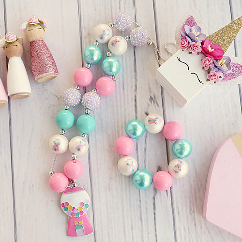 Bubblegum Machine Necklace and Bracelet Set