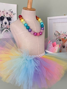 Cake Smash Outfit - First Birthday Deluxe Tutu Rainbow Bundle