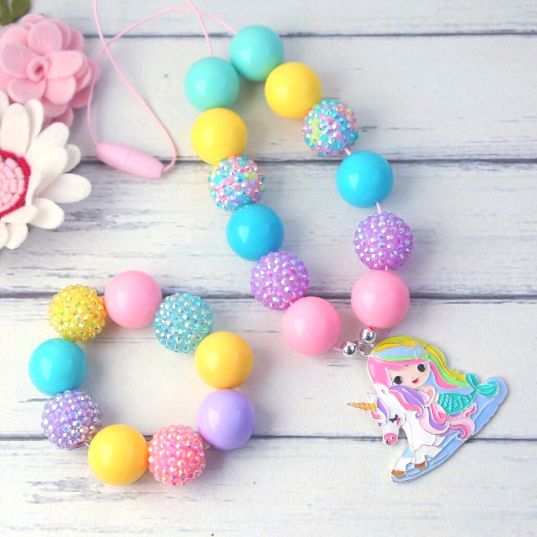 Bubblegum Necklace and Bracelet Set - Unicorn Girl