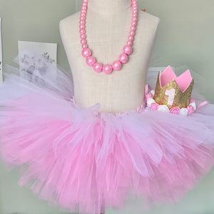 Cake Smash Outfit - First Birthday Deluxe Tutu Deep Pink Bundle
