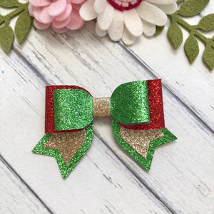 Christmas - Green Glitter Double Bows