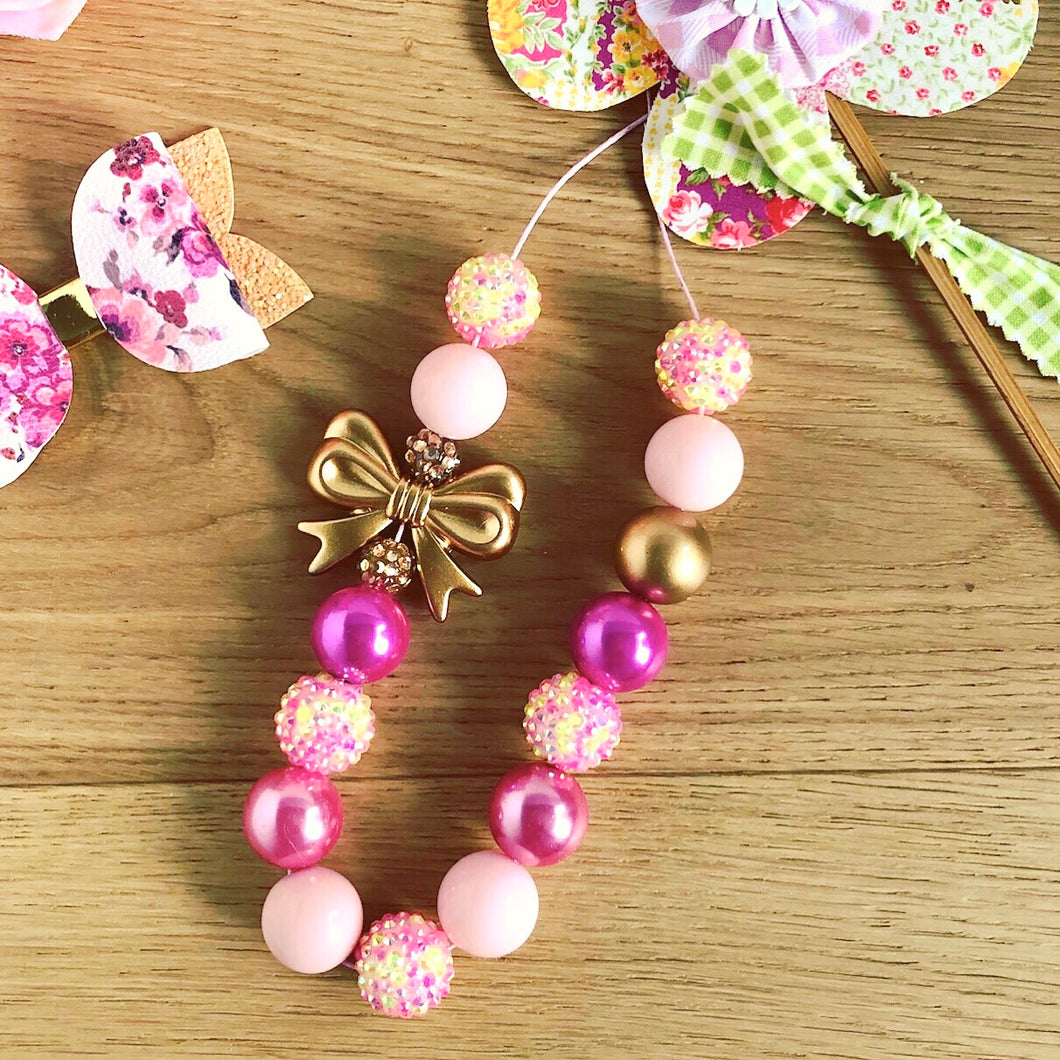 Bubblegum Necklace - CLAIRE Pinks and Gold