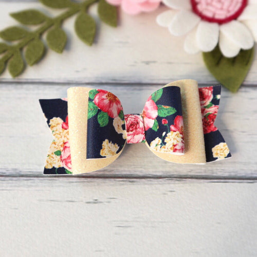 Sadie Bow - Lemon Glitter and Navy Floral