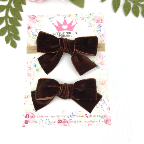 Ada Velvet Bow Large - Chocolate