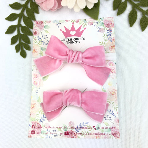 Ada Velvet Bow Large - Fairy Floss Pink